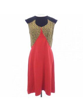 open lace back dress LOUIS VUITTON Size 4 Red Multi-Color Viscose Floral Long Sleeve Dress  Sui  Generis Designer Consignment